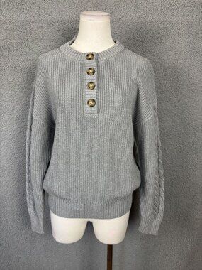 La Baieso Women's Gray Knit Sweater With Button Detail Size Medium New With Tag